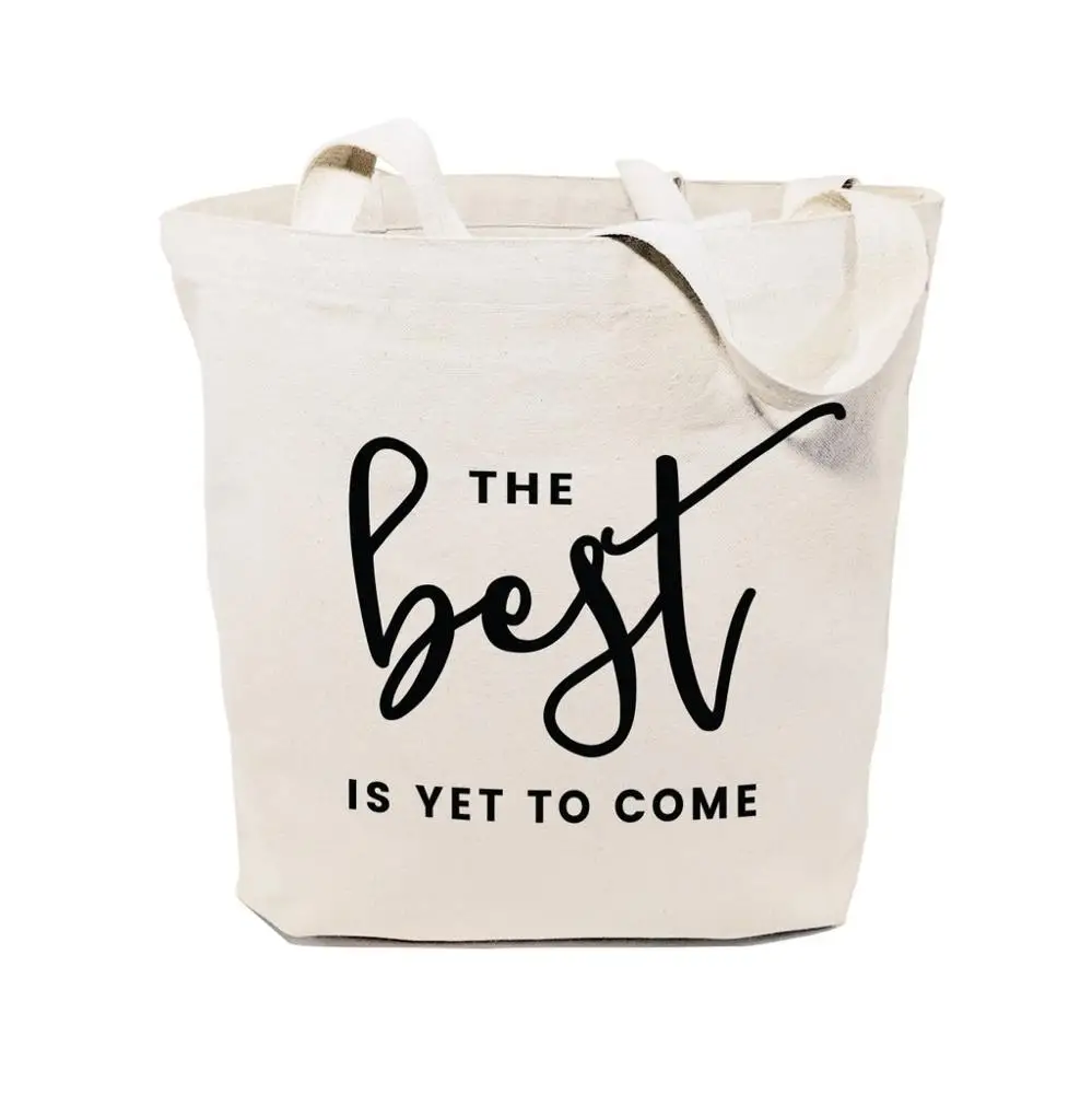 Promotional Custom full printed funny Letters printed shopper eco-friendly Natural cotton canvas children tote bag  Low MOQ