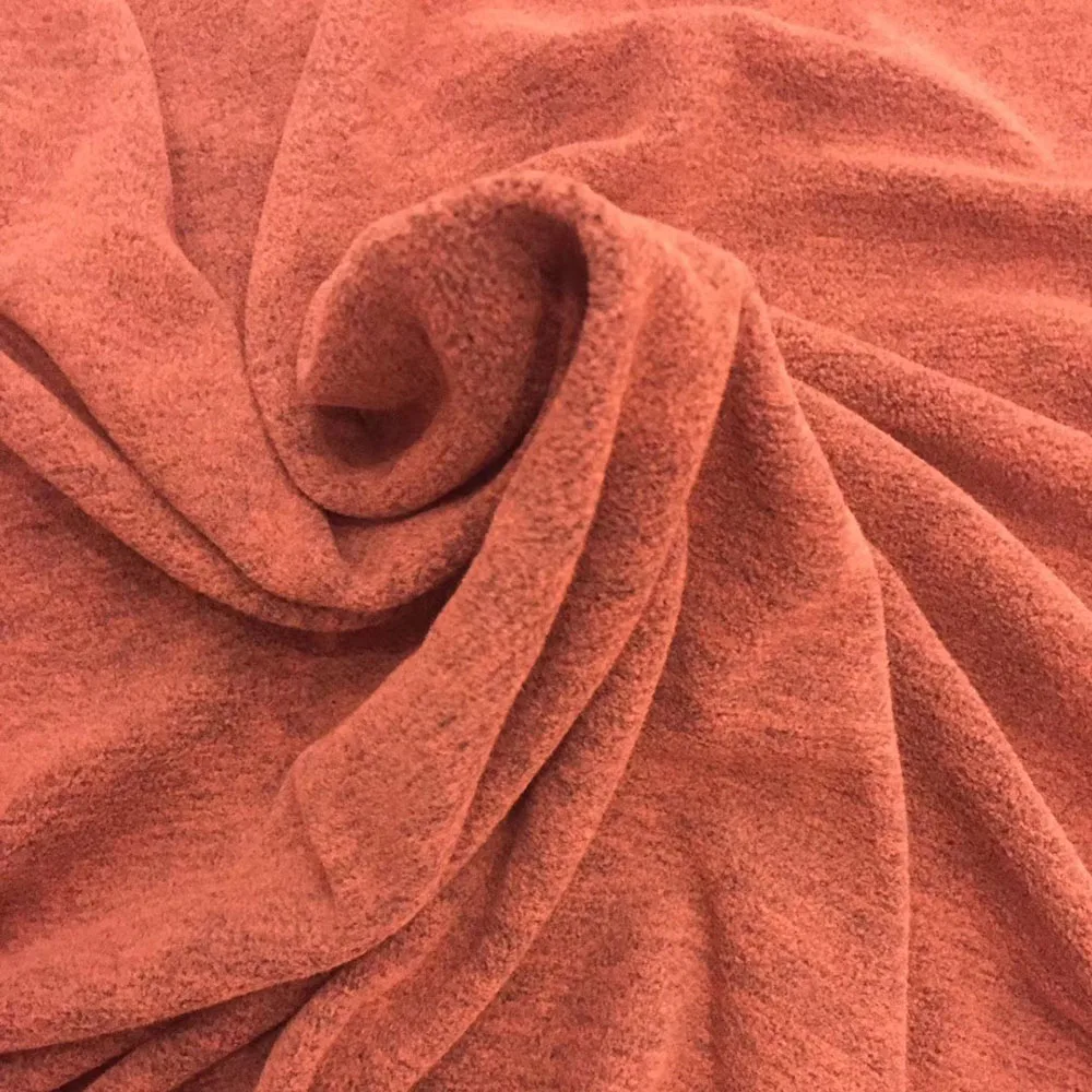 Hot sell drop shipping cationic melange dying polyester peach skin fleece fabric for womens winter wear PS1Y42