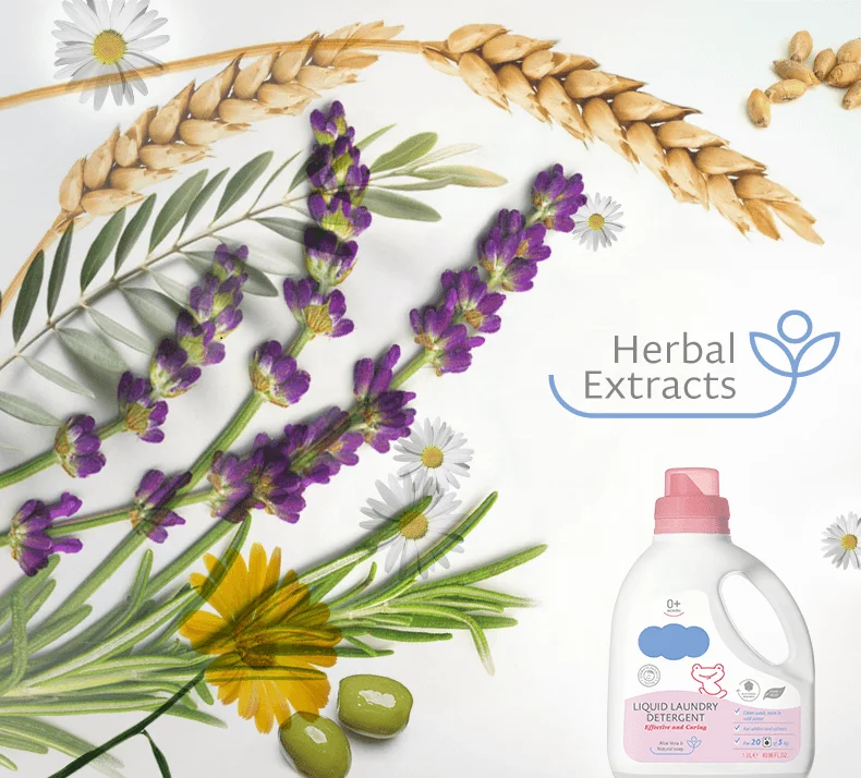 Effective And Caring Liquid Laundry Detergent 0+ Months With Herbal Extracts Baby Skin Care Dermatologically Tested