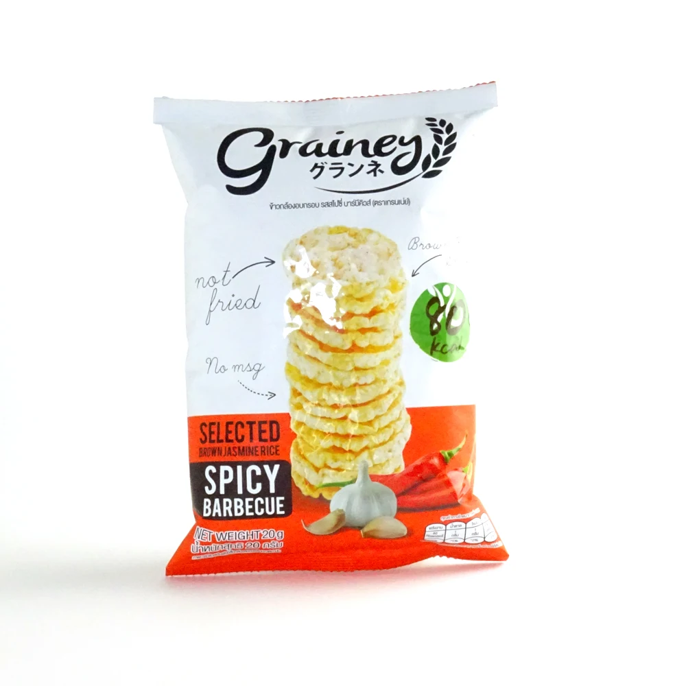 Halal Rice Cracker from brown jasmine rice Thai snack BBQ flavor