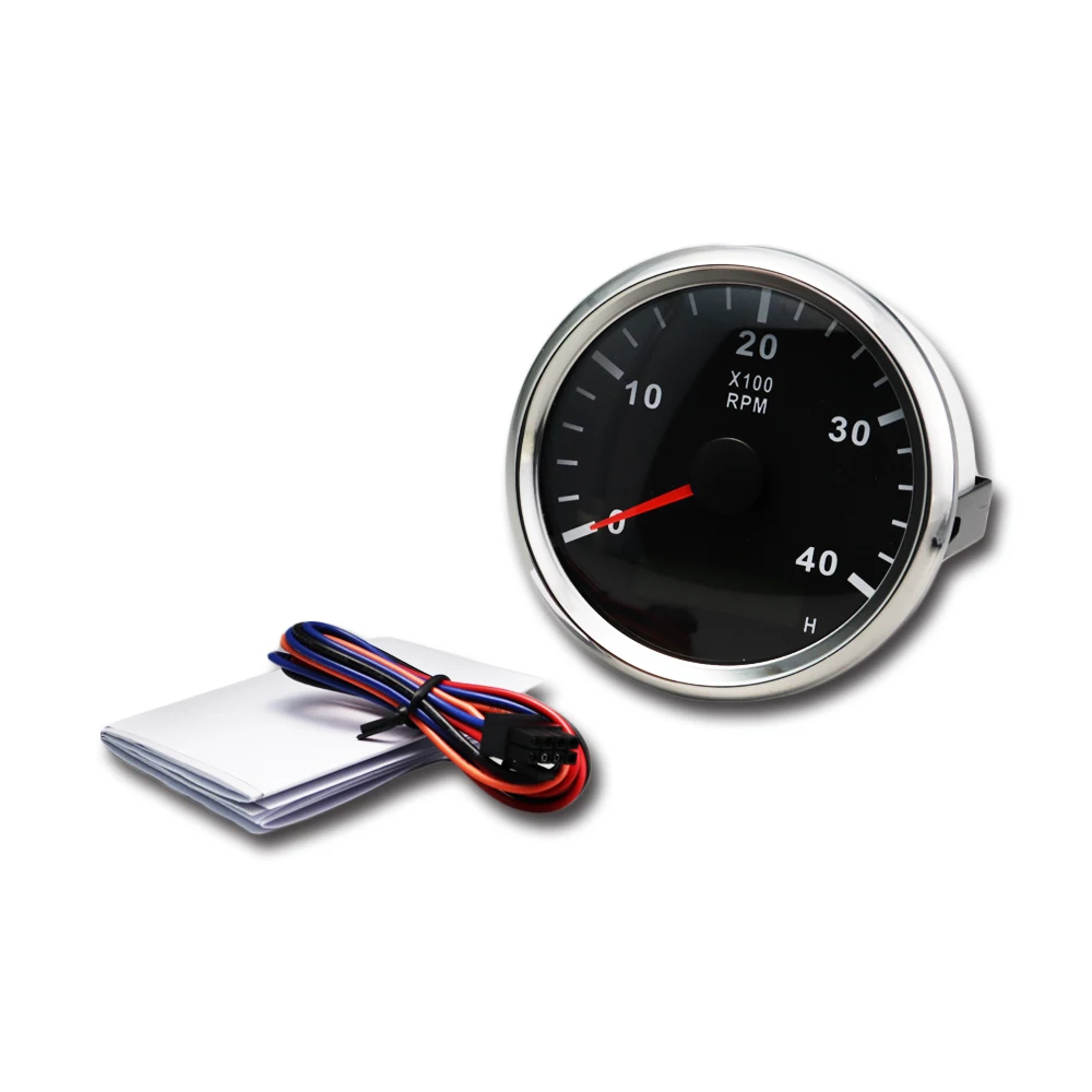 100% waterproof White and Amber 4000 rpm hour analog meter tachometer
