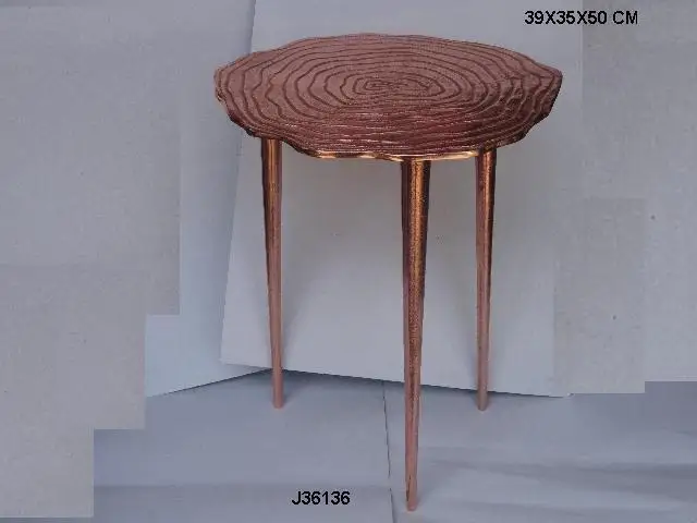 Cast Tripod Side Table in Rose Gold Finish in Aluminium Also Available in Brass and Other Finishes Metal Home Furniture