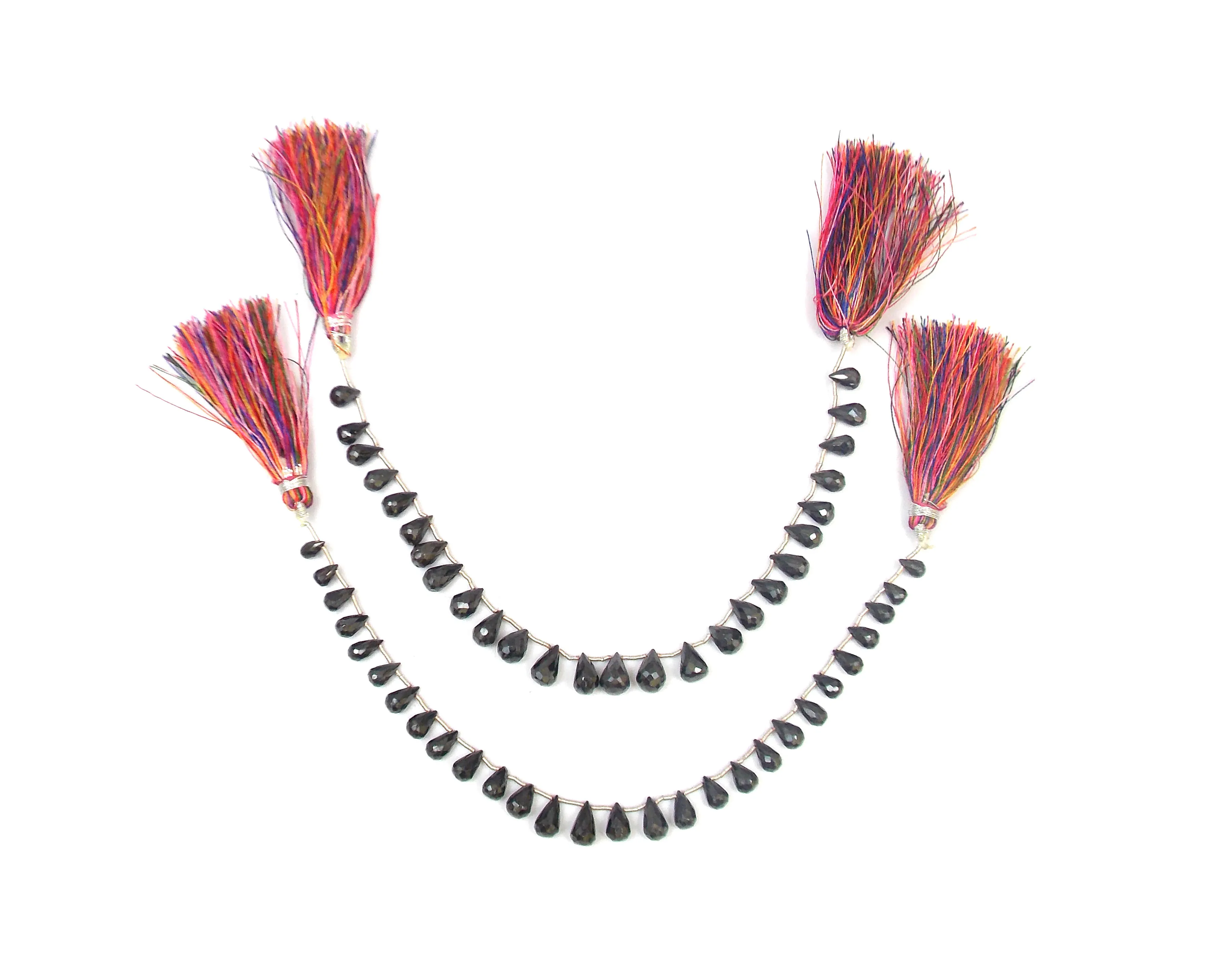 Beautiful Black Zircon Drilled Faceted Drop Shape Gemstone Beads Strands