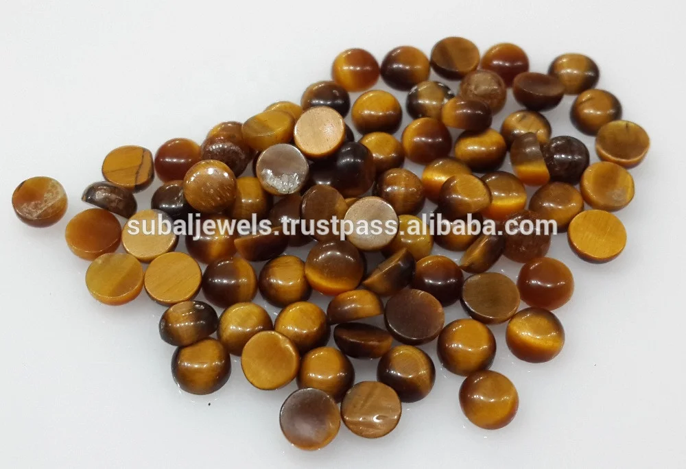 Tiger Eye Gemstone Round Loose Cabochon 3-4mm Non-treated for Setting Brown/ Black Matrix