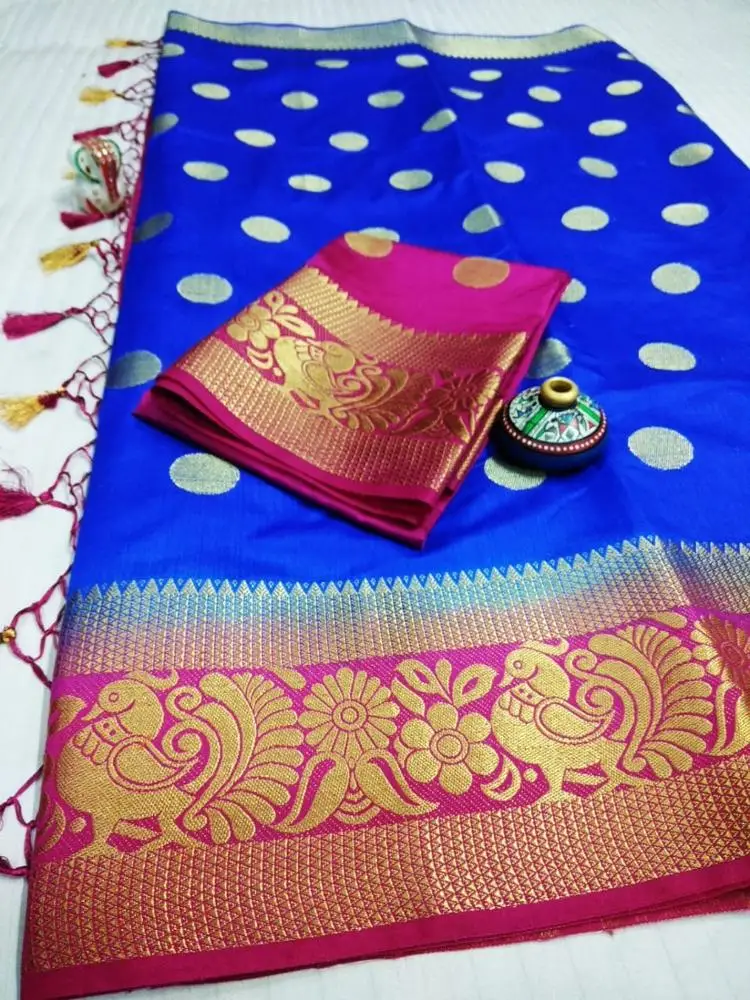 100% Pure Raw Silk Sari / Indian Kanjivara style Raw silk sarees manufacturer