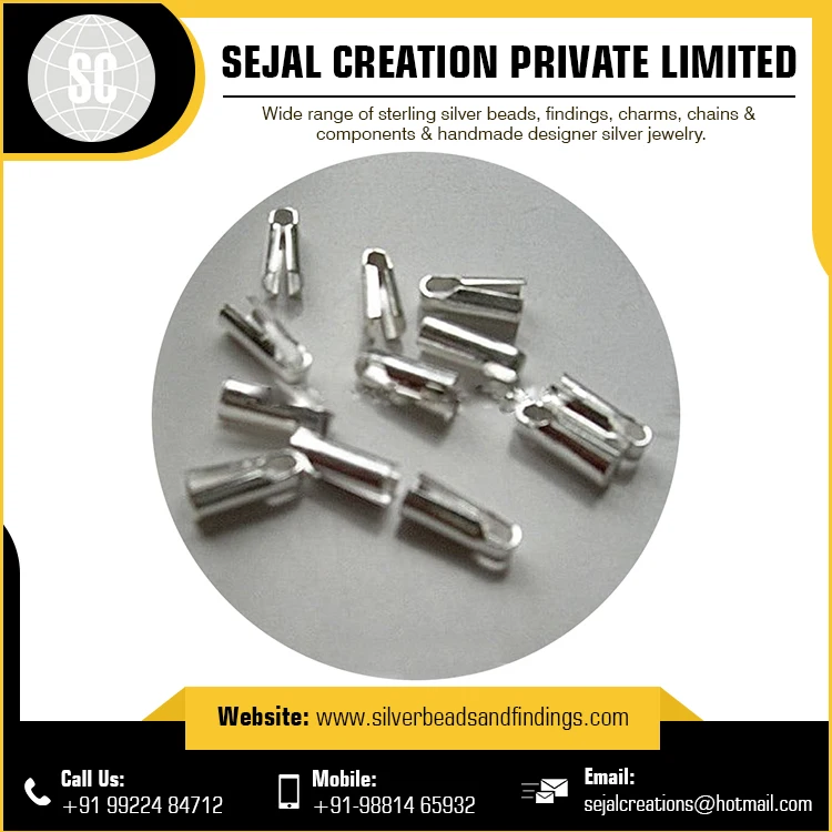 925 Sterling Silver Cord End Clips Jewelry Finding charms beads chains & components handmade designer silver jewelry