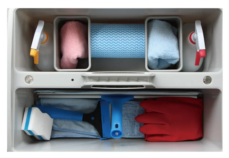 
Factory Useful Plastic 1 Layer Flat Mopping Storage Bucket Cleaning Housekeeping Maid Janitor Trolley 