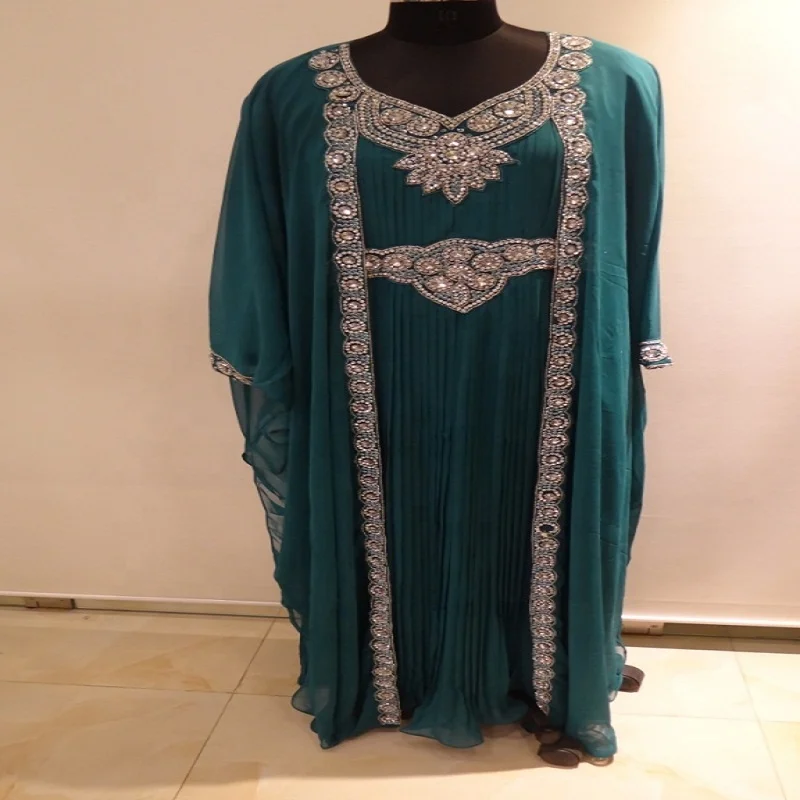 Islamic moroccan velvet embroidery full length muslim kaftan
