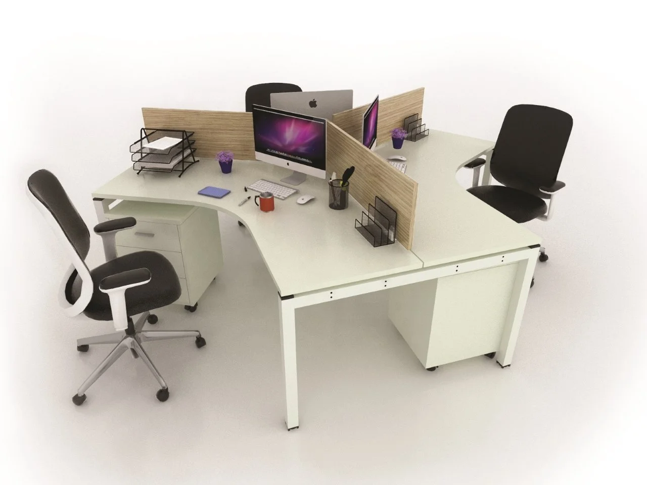 New Modern Apex Office Furniture Two Seater Office Partition table Desk Comes with Wire Terminal Malaysia