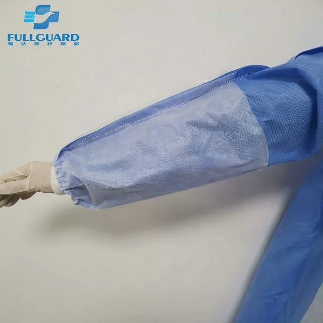 Disposable Hospital Use Blue Reinforced Ultrasonic Welding Treated EO Sterile Surgical Gown