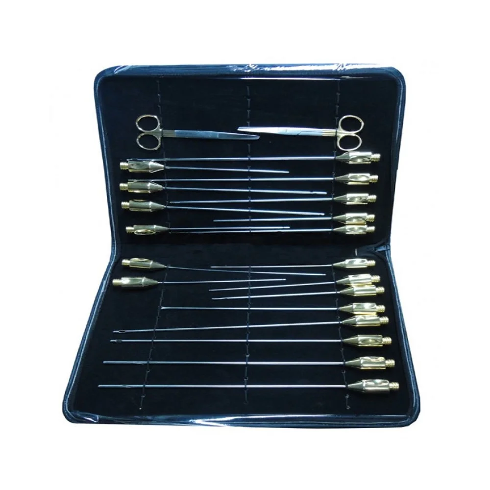 Liposuction Cannula Set of 26 Plastic Surgery Cannula With Suction Handle