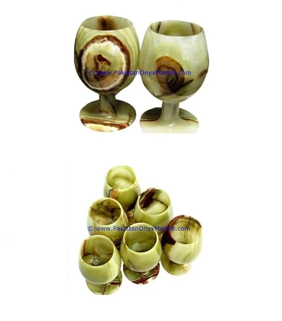 Marble Onyx Wine Glasses Cup Stone Goblet Set of 6 Quality Product