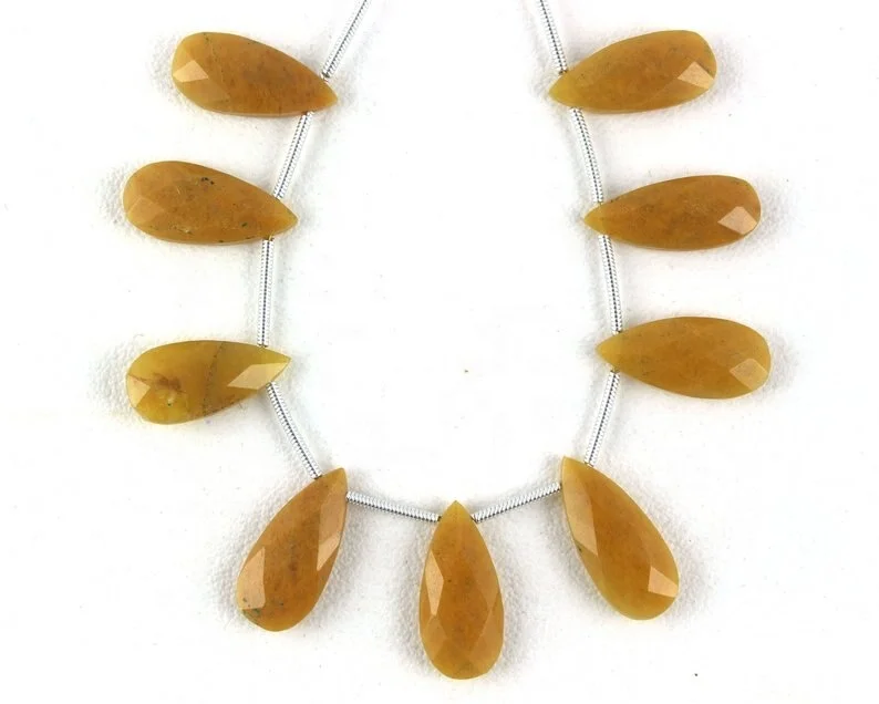 Natural Yellow Aventurine Gemstone Faceted Pear Shape Briolette Beads Making DIY Necklace Baby Pendant Wholesale
