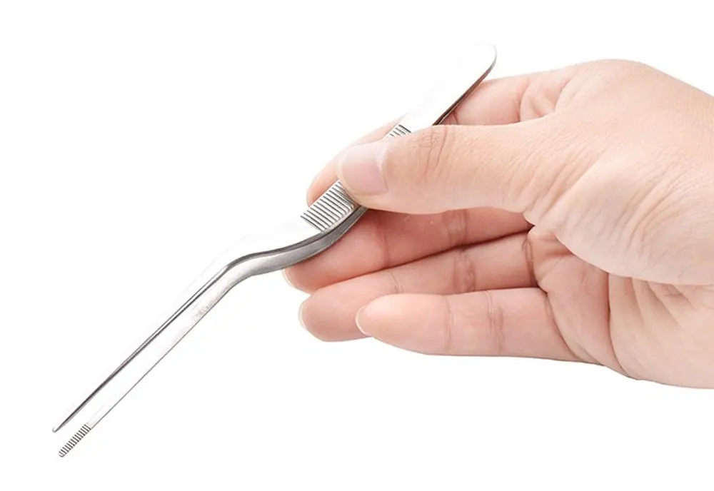 
Culinary Tweezer, Stainless Steel Precision Tongs with Offset Fine Tip 