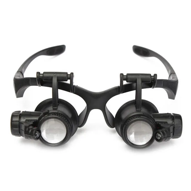 Увеличительное стекло с двойным глазом, со светодиодной подсветкой, 10X 15X 20X 25X, для ювелиров, Ремонтное увеличение