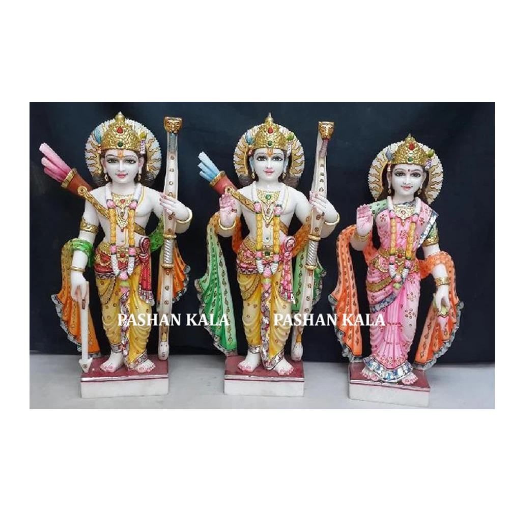 So Amazing Indian Designer Handmade Pure White Marble Ram Darbar Statue Of Standing Position Use For Home And Temple Decoration