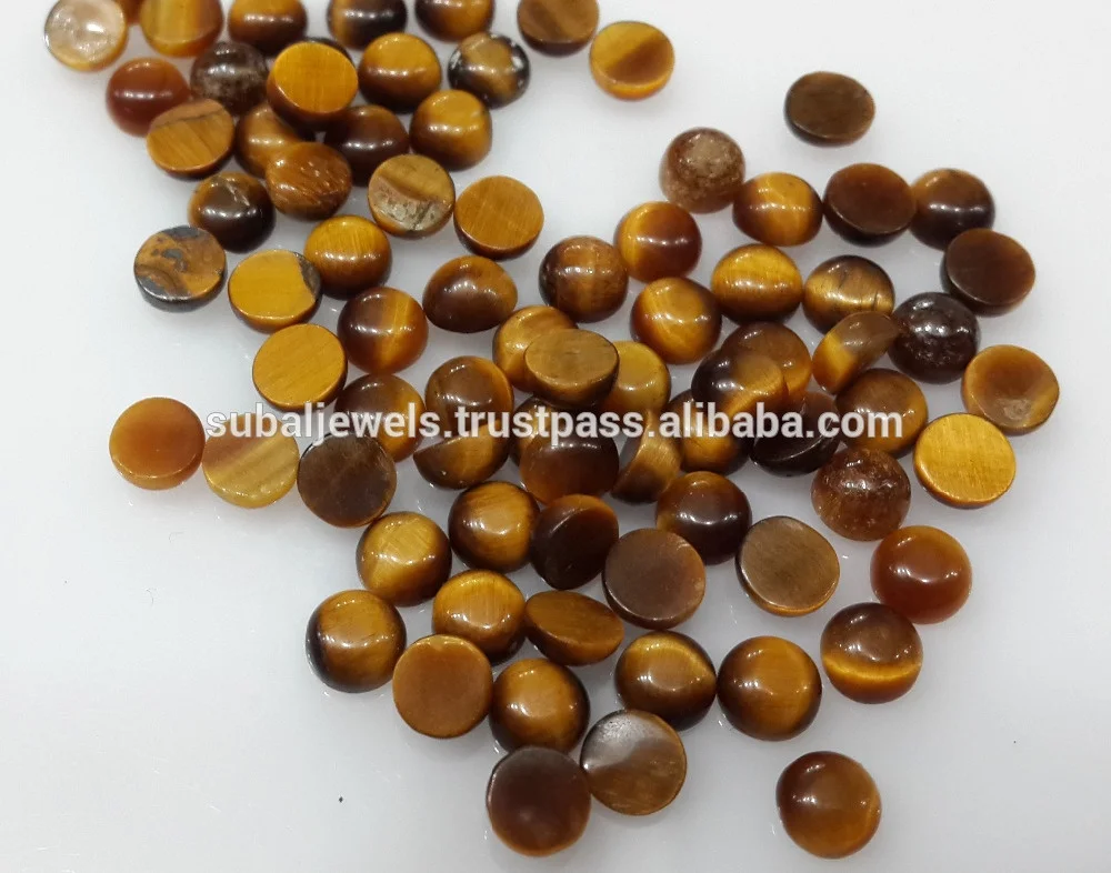 Tiger Eye Gemstone Round Loose Cabochon 3-4mm Non-treated for Setting Brown/ Black Matrix