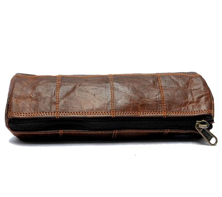 Antique Pen Pouch Pen Box Cosmetic Box School Box Pencil Case Handmade Genuine Leather Pencil Bag