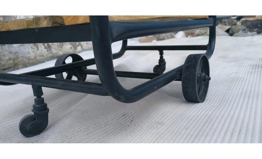 Modern Style Kitchen Trolley with Wheels Wooden and Iron Furniture Industrial Design