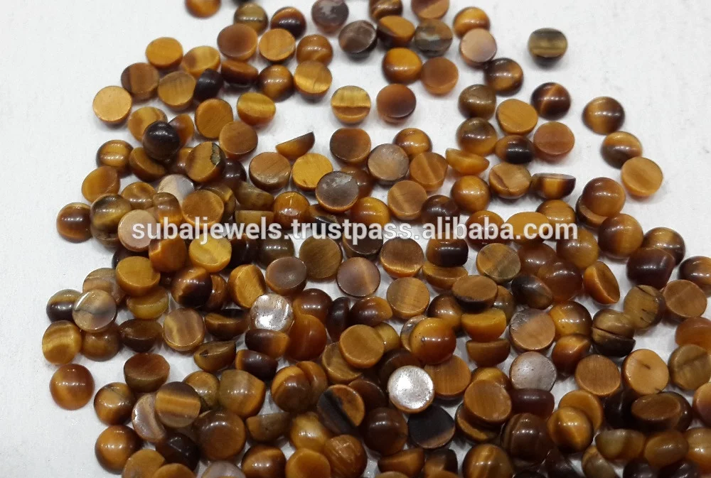 Tiger Eye Gemstone Round Loose Cabochon 3-4mm Non-treated for Setting Brown/ Black Matrix
