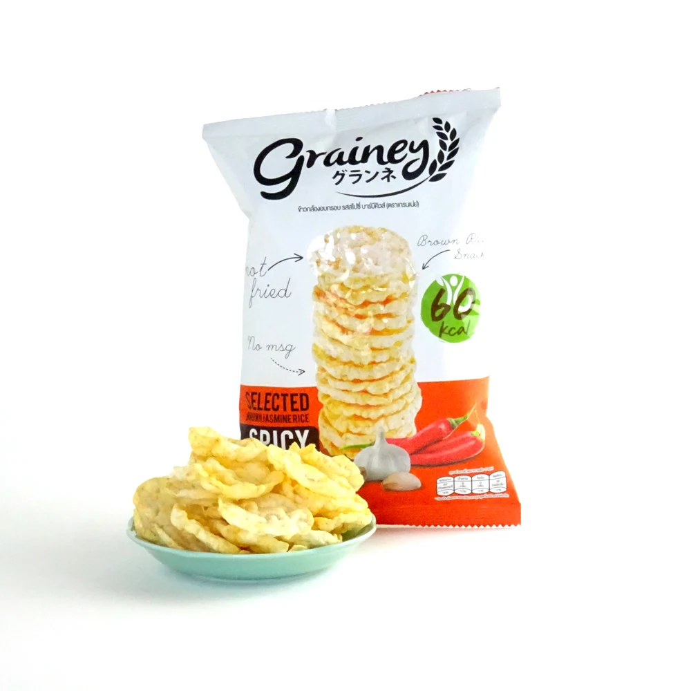 Halal Rice Cracker from brown jasmine rice Thai snack BBQ flavor