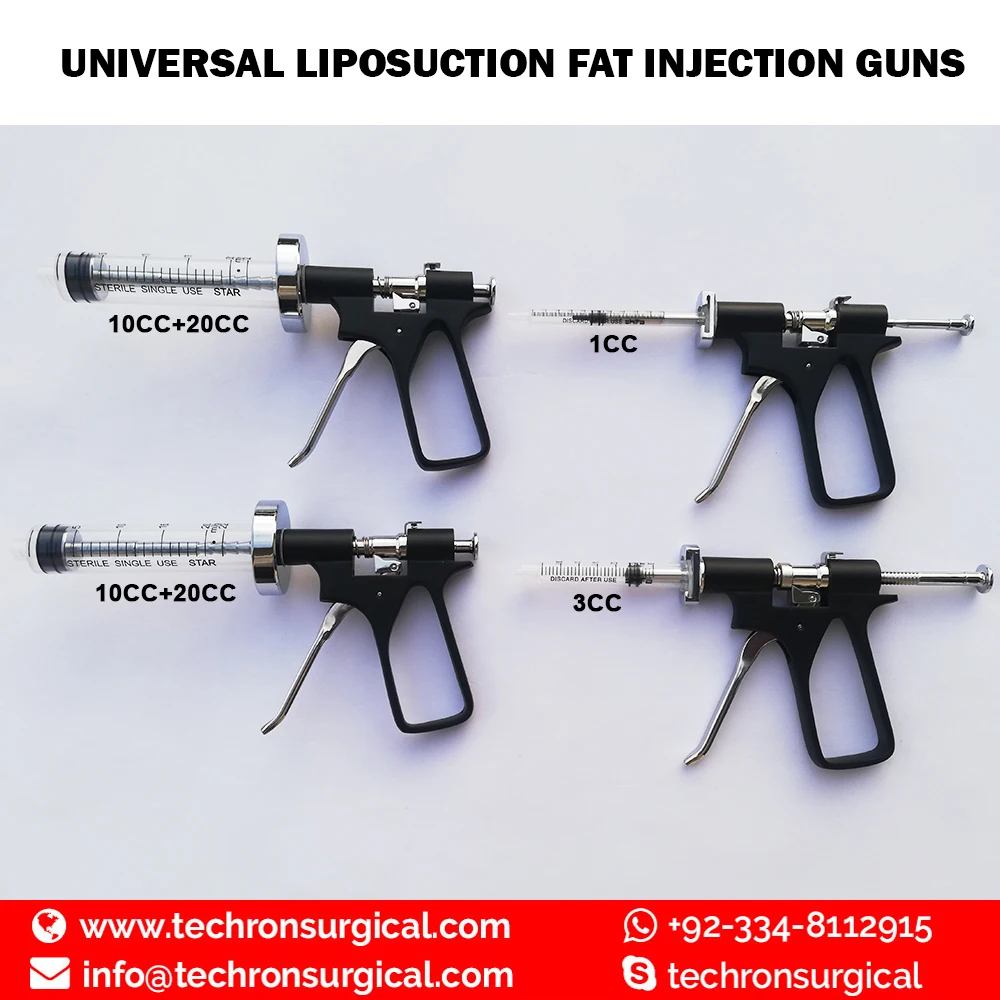 Liposuction Full Body Luer Lock Cannulas Set with Power Handle Tubling/Suction Connector