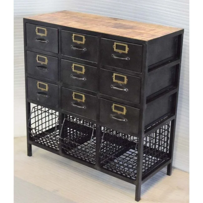 Retro Industrial Antique Iron Multi Drawer Mesh Basket Store Retail Mall Shop Home Kitchen  Living Room Storage Drawer Cabinet