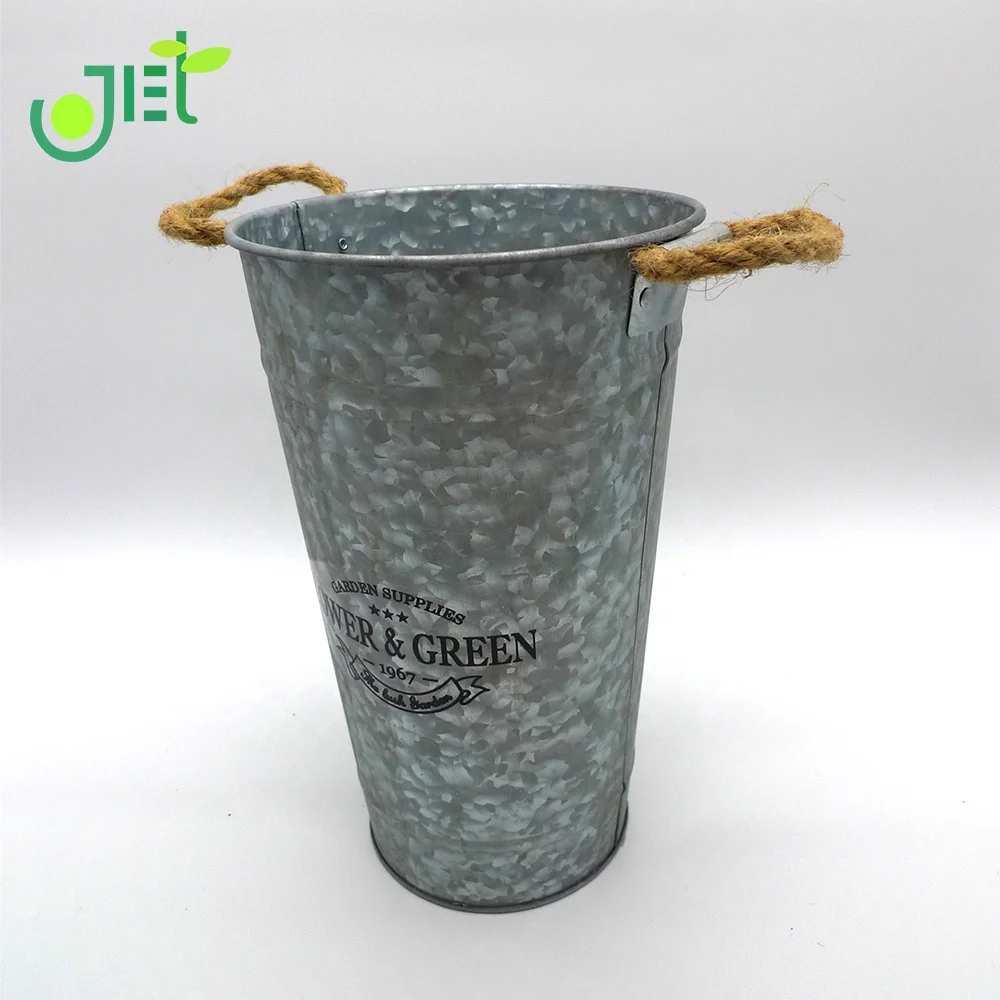 With Top Rope Handle Metal Bucket/Vase