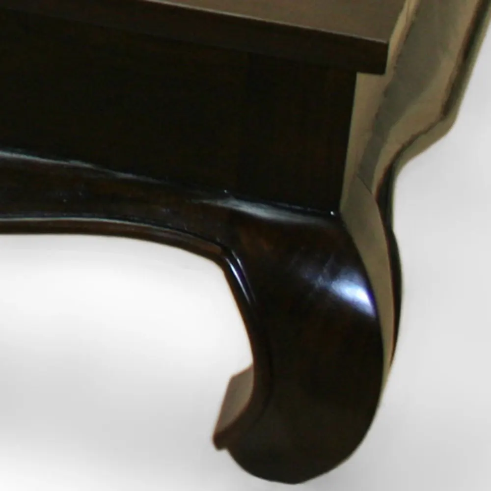 Solid Teak Wood Low Bed Ethnic Classic Antique Design in Black Queen King Double Sizes for Home Use