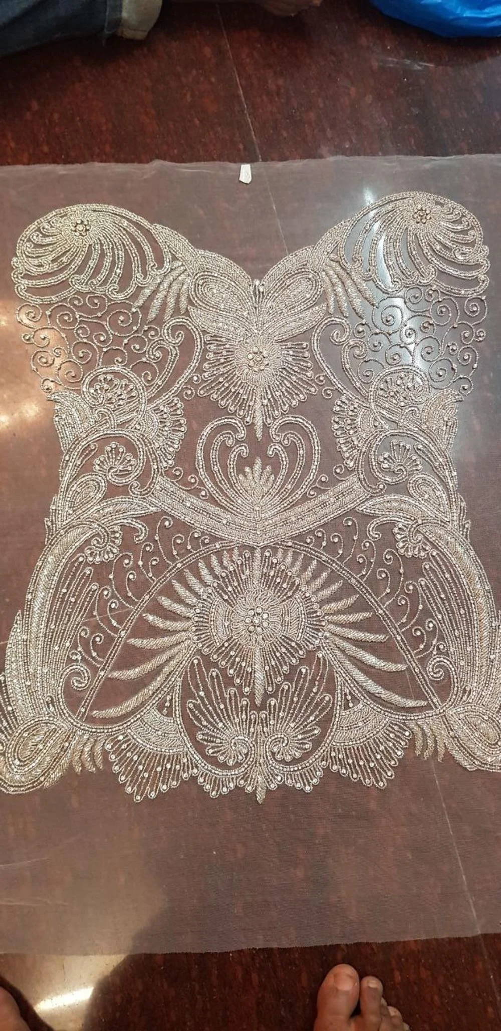 Hand embroidery designs Bead and sequin embroidery motif cross patches