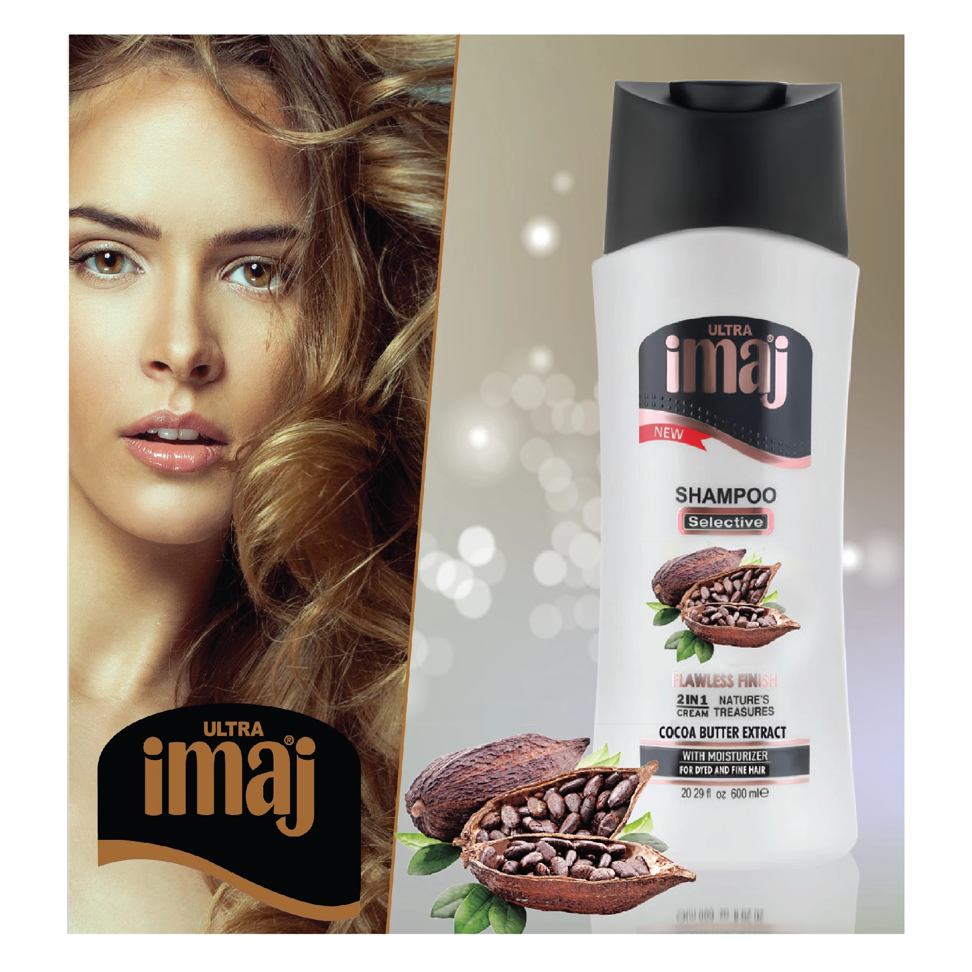 
IMAJ ULTRA shampoo 600 ml ml 2in1 cream with Cocoa Butter Extracts for dyed and thin hair 