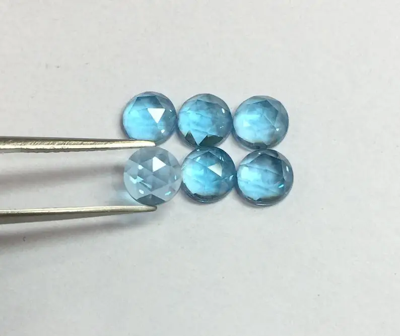 5mm Natural Loose Swiss Blue Topaz Round Rose Cut Cabochon Gemstone Wholesale Price  Natural AAA Top Quality Gemstone Low Price