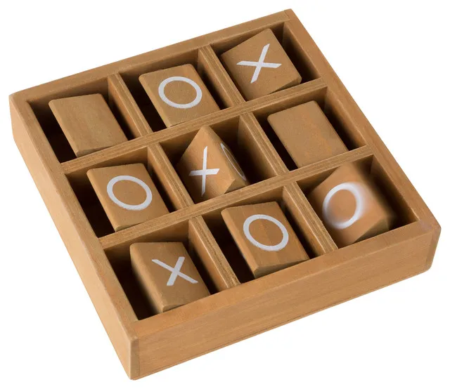 
Tic Tac Toe small wooden travel game with fixed spinning pieces indoor and outdoor game 