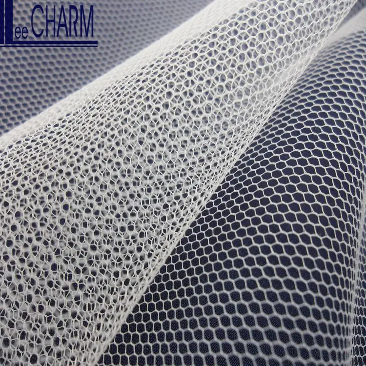 LCY864 Taiwan 100 Polyester 30D Hexagon Soft White Tulle Net Fabric