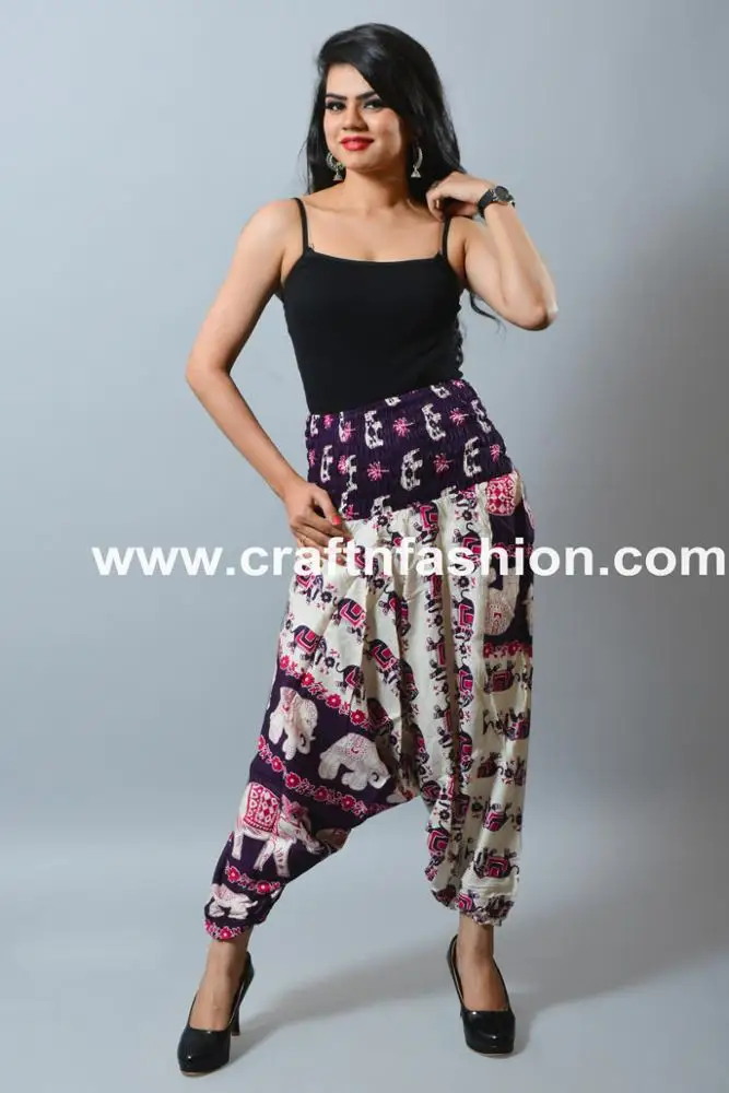 Multi Colored Aladdin Style Trouser - African Style Baggy Pant - Wide Leg Trouser Pant - Cotton Summer Fashion Harem Pant