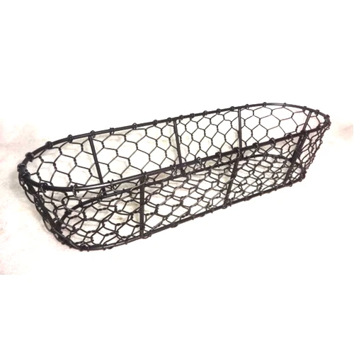 Iron wire rectangle Fruit Storage Basket with wood handle