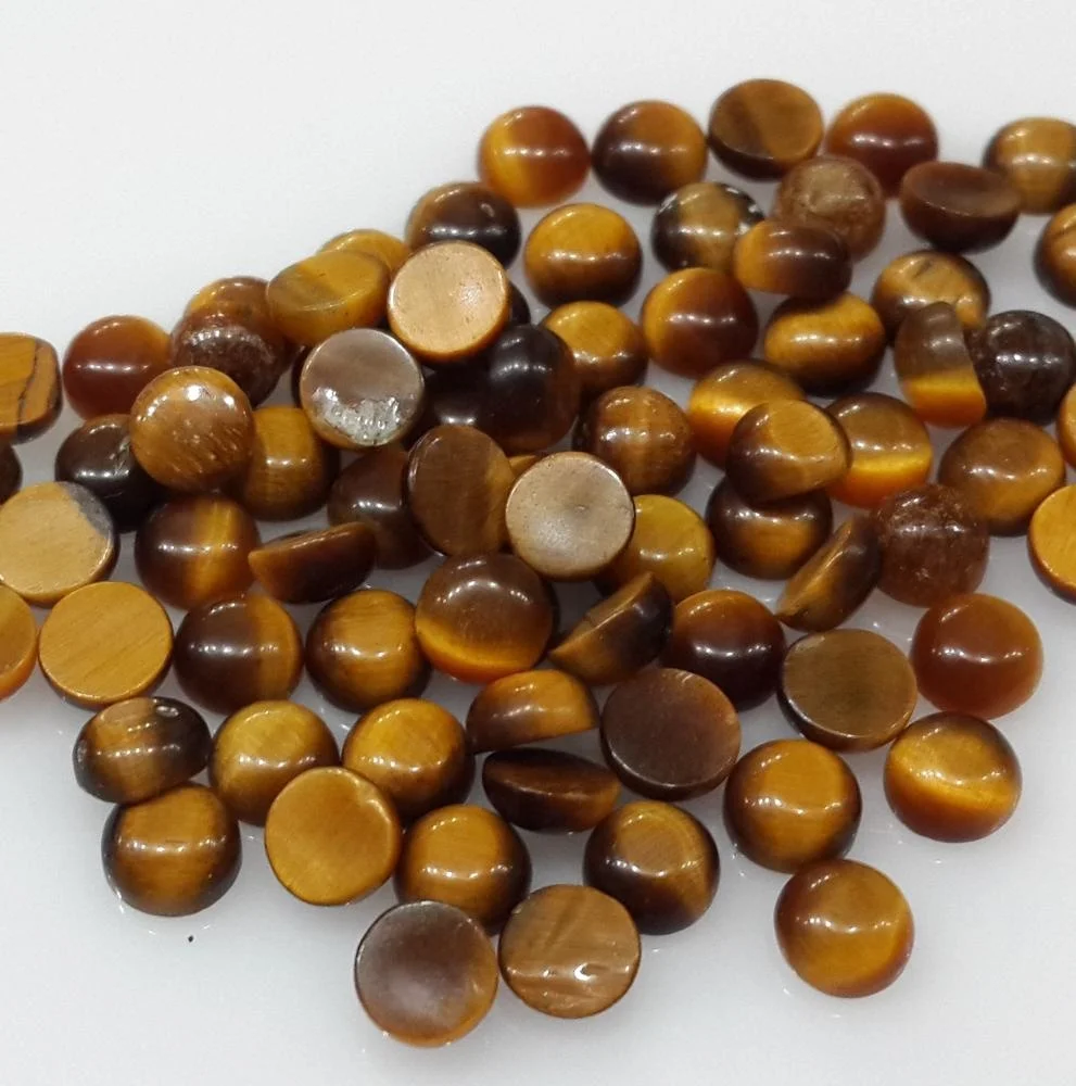 Tiger Eye Gemstone Round Loose Cabochon 3-4mm Non-treated for Setting Brown/ Black Matrix