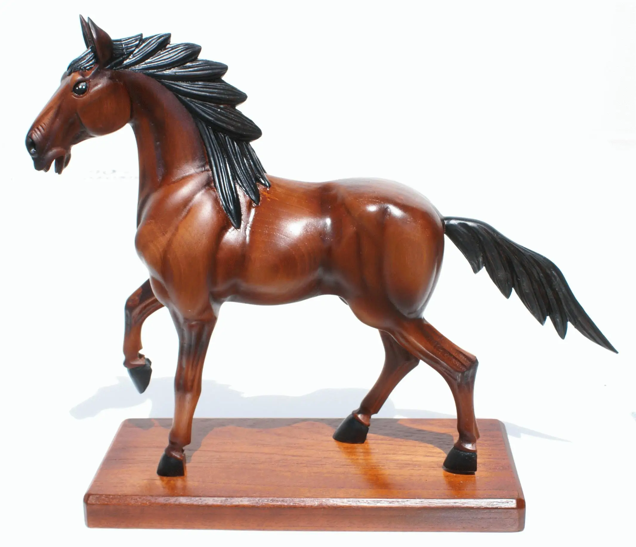 Carving wood Large Horse Sculpture - Handcarved Cedar Wooden Figurine - Folk Ethnic Tribal Art Sale Crafts Collection Home Decor