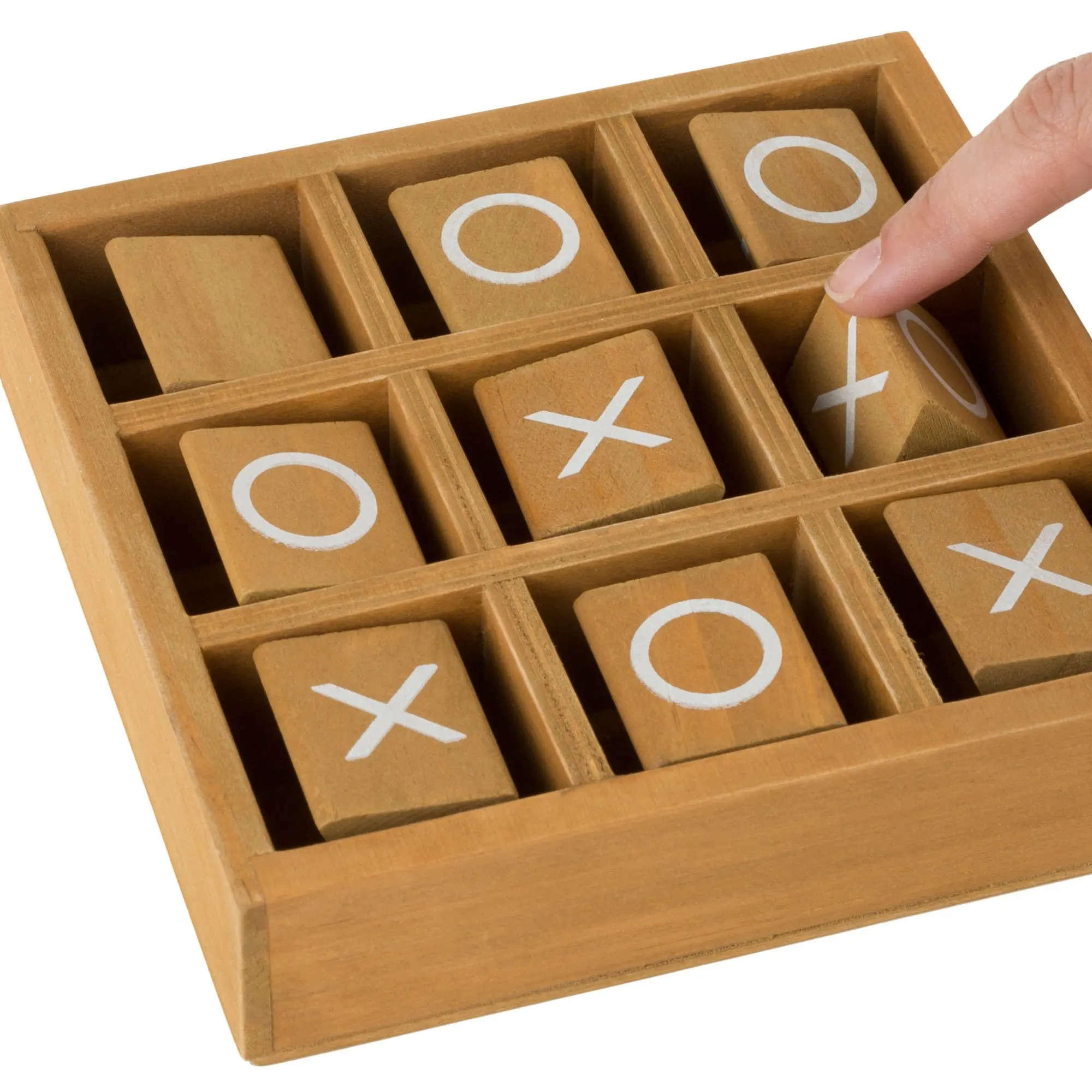 
Tic Tac Toe small wooden travel game with fixed spinning pieces indoor and outdoor game 