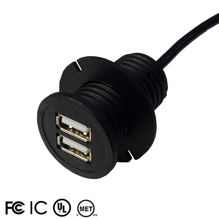 Recessed Round Daul USB Power Outlet Charger for Mobile Phone Charging