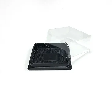 High Grade Square Plastic Mini Food Cake Tray With Clear Lids