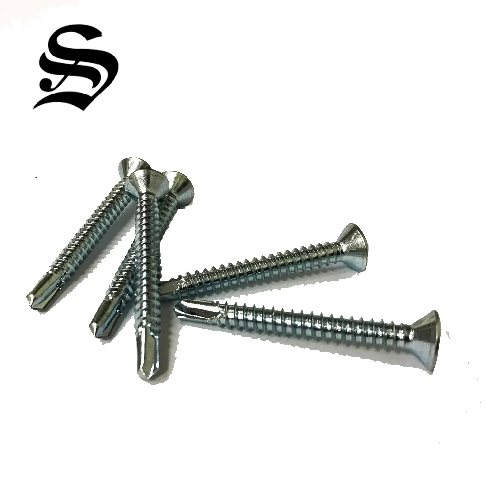 Taiwan fastener CSK flat head zinc plated self drilling screw
