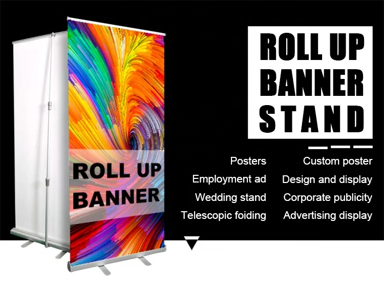 Guangzhou banner manufacturer wholesale display retractable design digital roll up rollup banner stand
