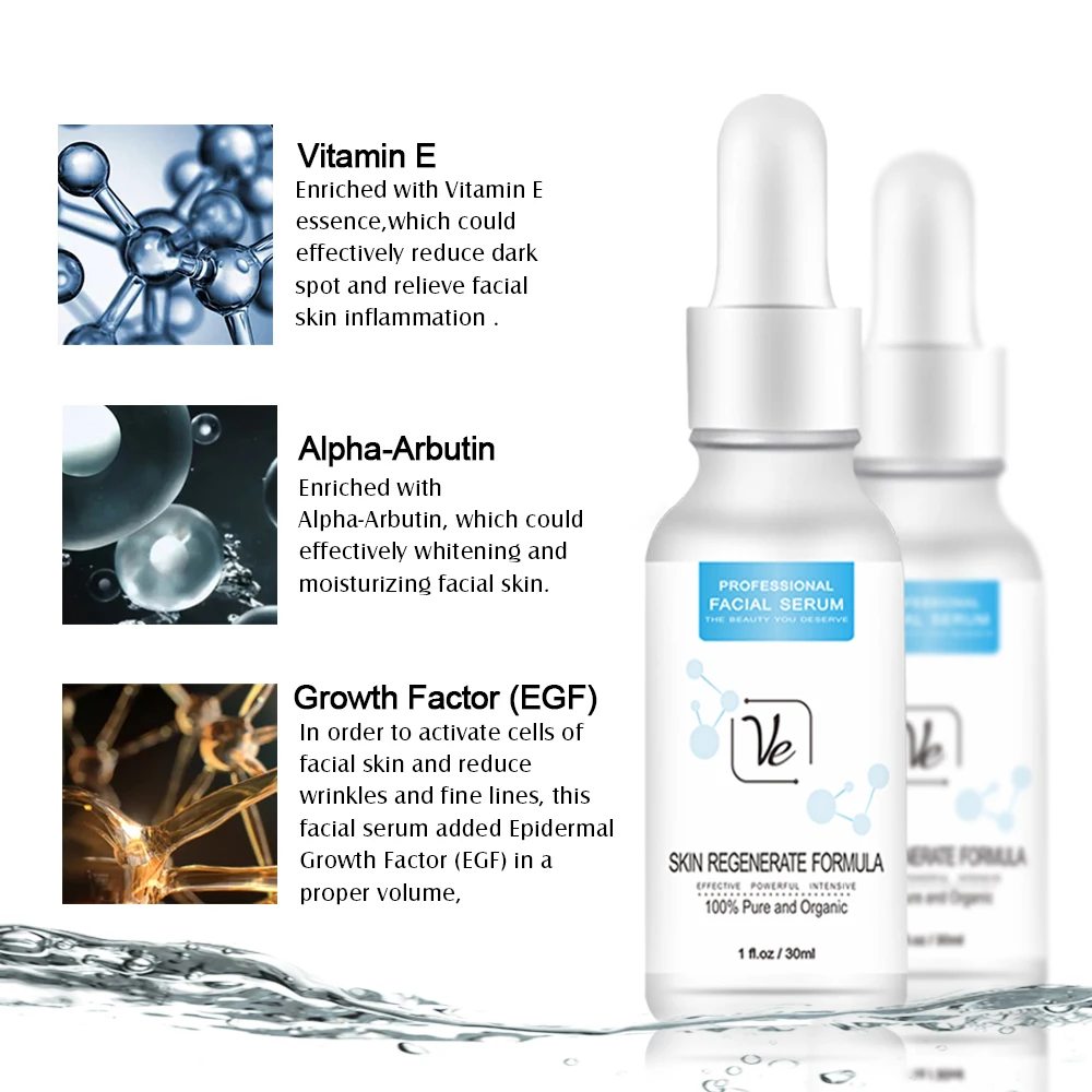 Private Label Factory Supply Desalination wrinkles Anti aging arbutin serum 30ML vitamin e serum