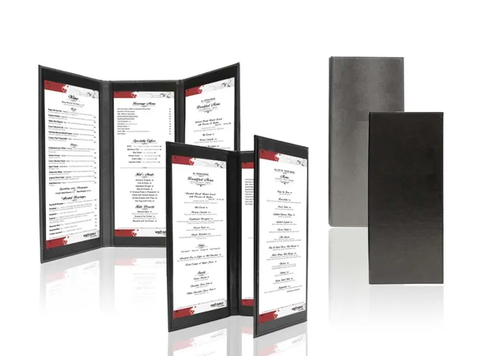 Genuine Leather Restaurant Menu Cover/ Beer Wine List Folder Accept OEM Order Can Print Your Own Embossed Logo