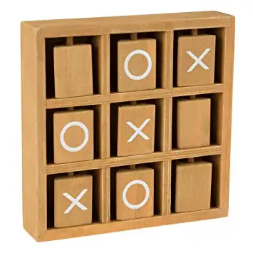 
Tic Tac Toe small wooden travel game with fixed spinning pieces indoor and outdoor game 