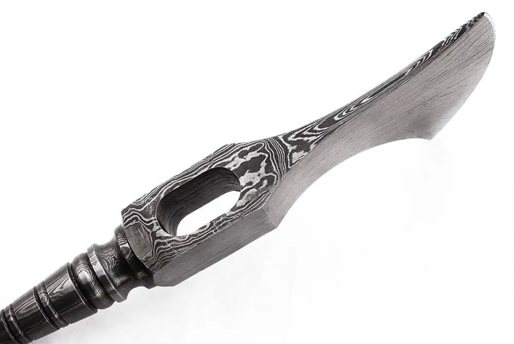 HAND FORGED DAMASCUS STEEL FUNCTIONAL TOMAHAWK AXE CAMPING OUTDOOR HUNTING AXE HEAD