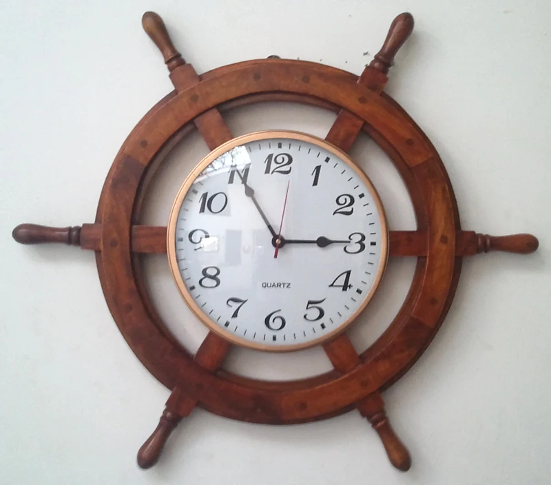 Nautical Decorative Handmade Beautiful and designer wooden and brass Ship Wheel wall clock