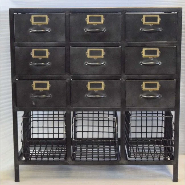 Retro Industrial Antique Iron Multi Drawer Mesh Basket Store Retail Mall Shop Home Kitchen  Living Room Storage Drawer Cabinet