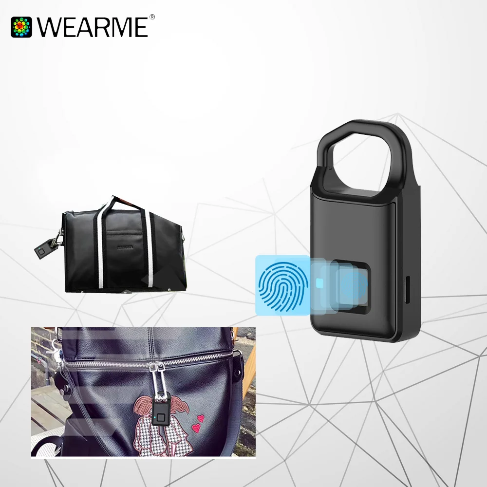 
USB Rechargeable Smart Fingerprint Padlock for Suitcase Gym Locker Cabinet and More 